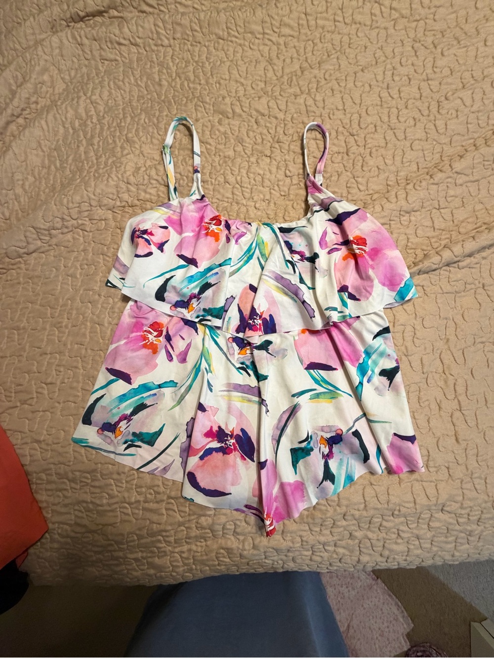 Mixed Print XL Tankini & Swim Tops Trio - Black/Multicolor/Floral - Picture 7 of 9